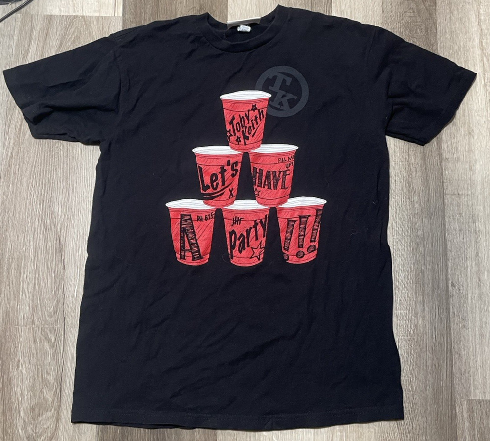 Men's Toby Keith Black T-shirt Red Solo Cup Let's have a party! Size Medium